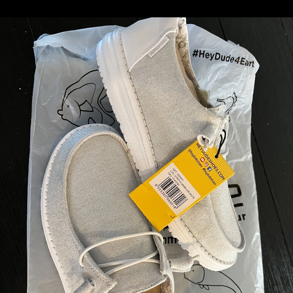 Hey Dude shoes. Gray with sparkles.